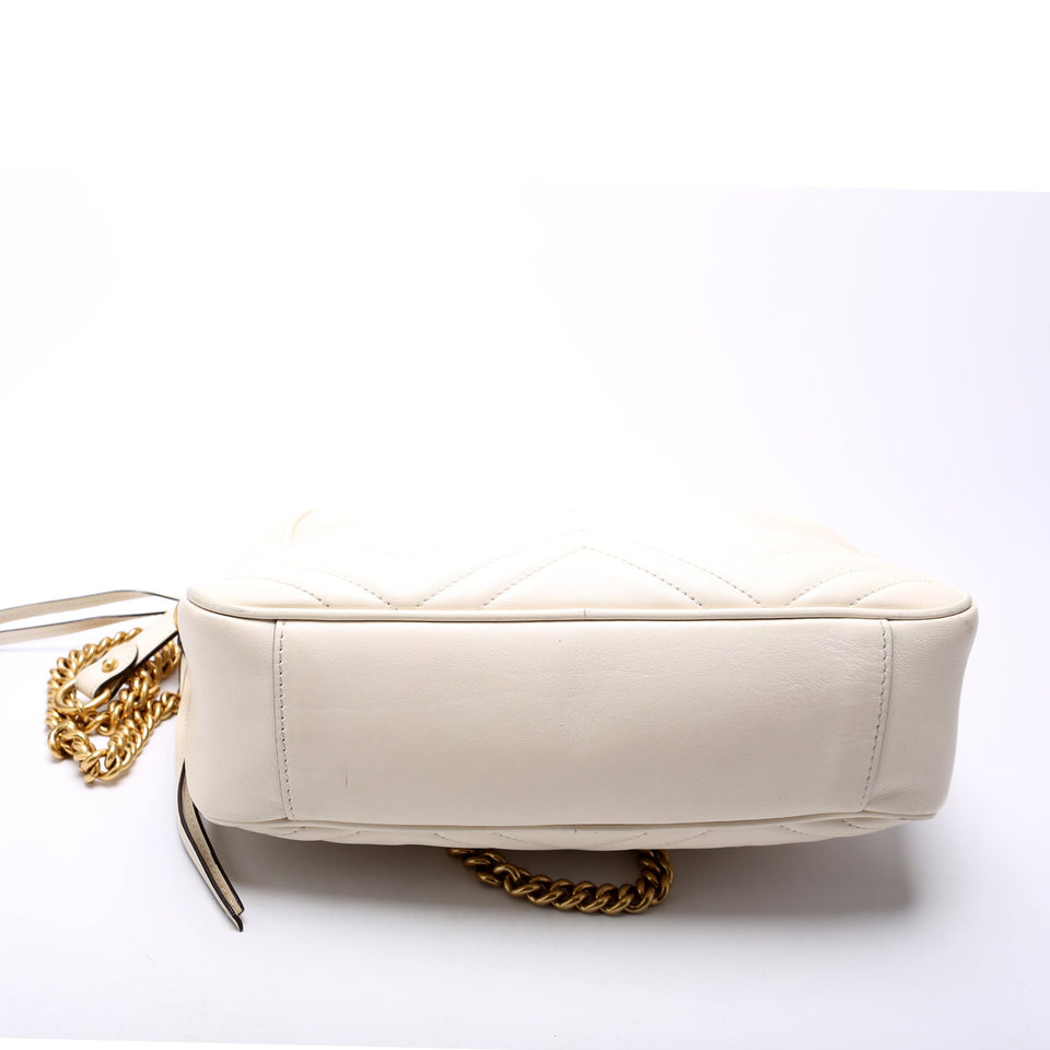 Gucci 443499 GG Marmont Medium Chain Cream Bag