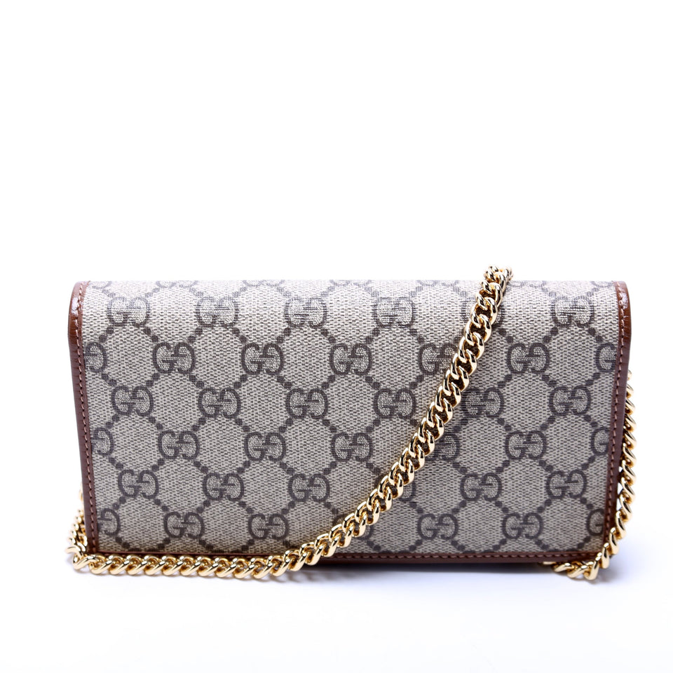 Gucci 621892 Horsebit 1955 Wallet With Chain Brown Bag