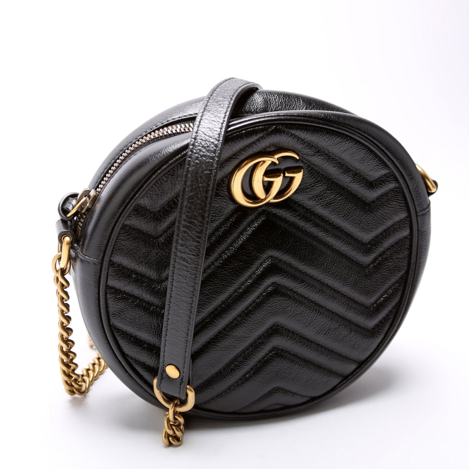 Gucci 550154 Marmont Mini Round Black Bag