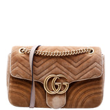 Gucci 443496 Marmont Velvet Shoulder Medium Gold Bag