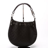 Gucci 115006 GG Canvas Small Drawstring Hobo Black Bag