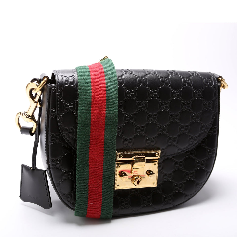 Gucci 453189 Padlock Medium Messenger Black Bag