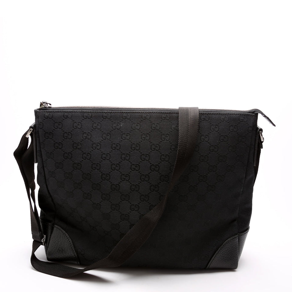 Gucci 11054 GG Canvas Joy Messenger Black Bag