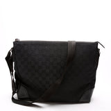 Gucci 11054 GG Canvas Joy Messenger Black Bag