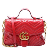 Gucci 498110 GG Marmont Small Top Handle Red Bag