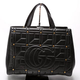 Gucci 443505 Marmont Studded Top Handle Black Bag