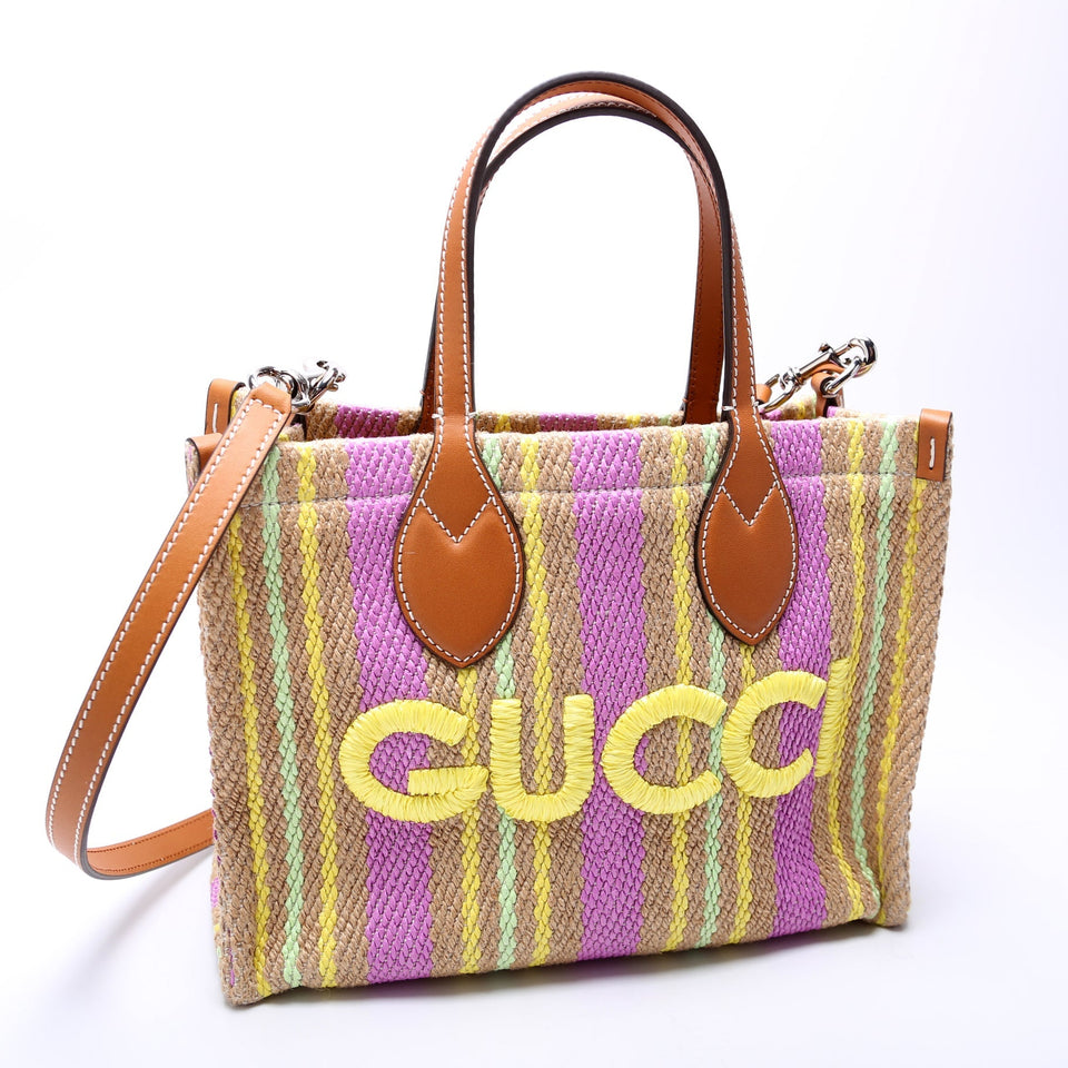 Gucci 779670 Jute Tote Small Multicolor/Brown Bag