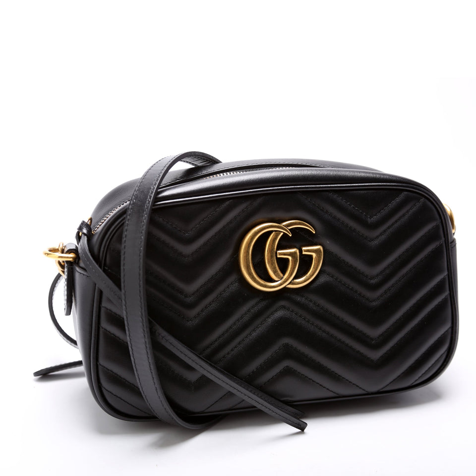 Gucci 447632 Marmont Small Leather Camera Black Bag