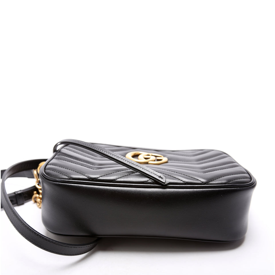Gucci 447632 Marmont Small Leather Camera Black Bag