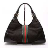 Gucci 130995 GG Canvas Web Junco Shoulder Black Bag