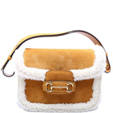 Gucci 602204 Horsebit 1955 Shearling/Suede Shoulder Bag