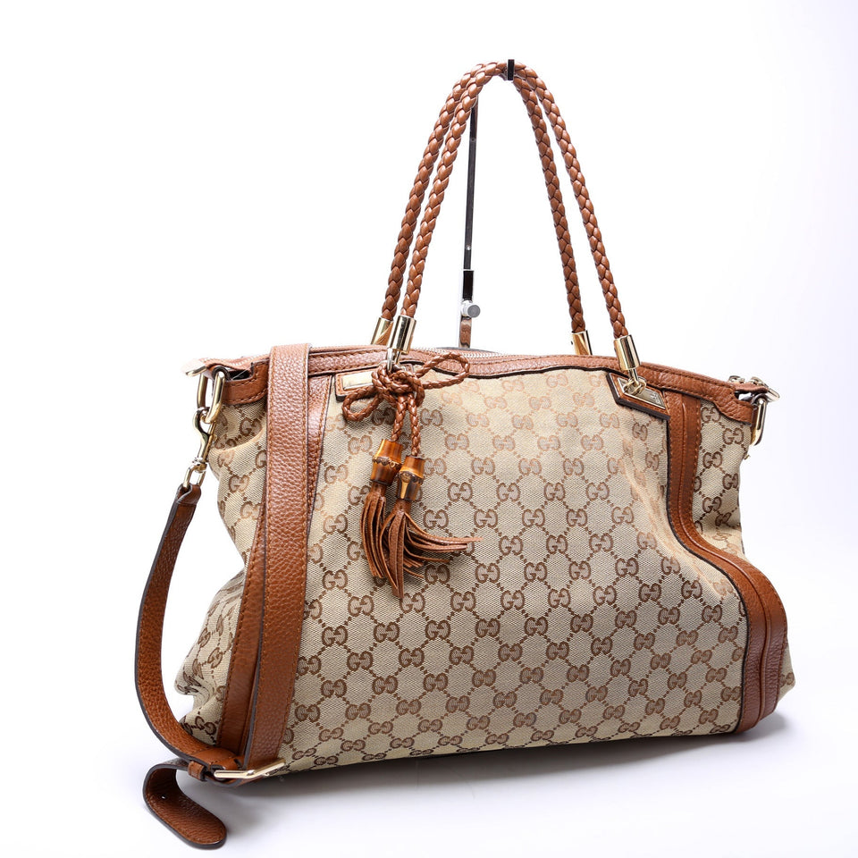 Gucci 269946 GG Canvas Bella Top Handle Brown Bag
