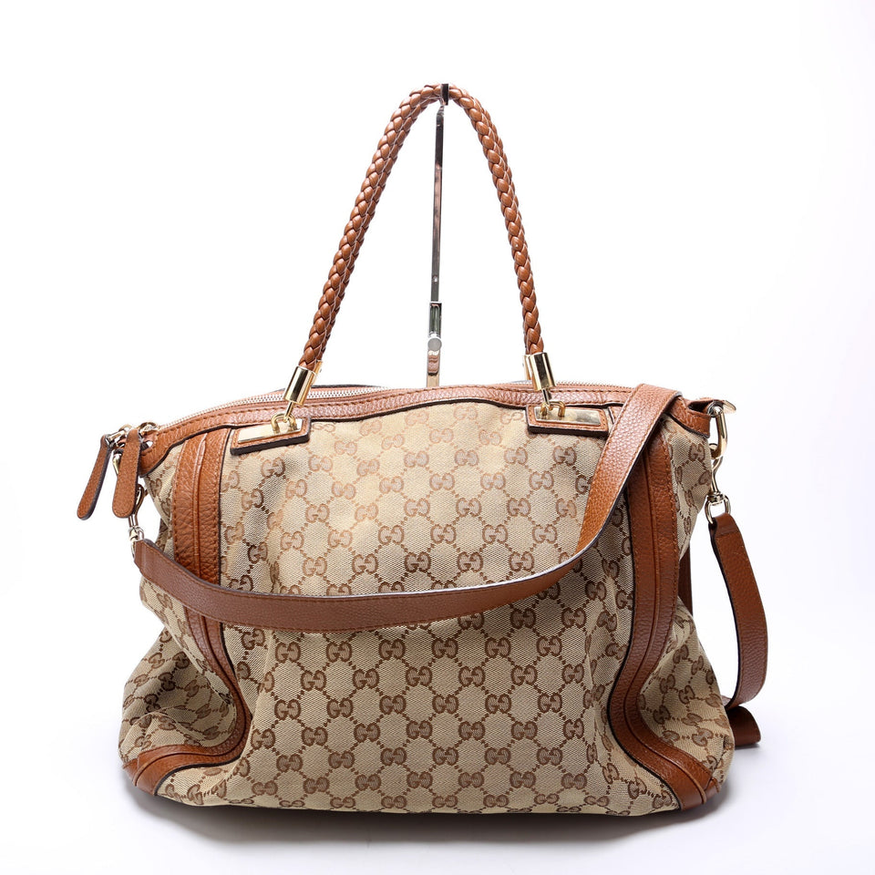 Gucci 269946 GG Canvas Bella Top Handle Brown Bag