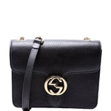 Gucci 510304 Interlocking Small Crossbody Black Bag