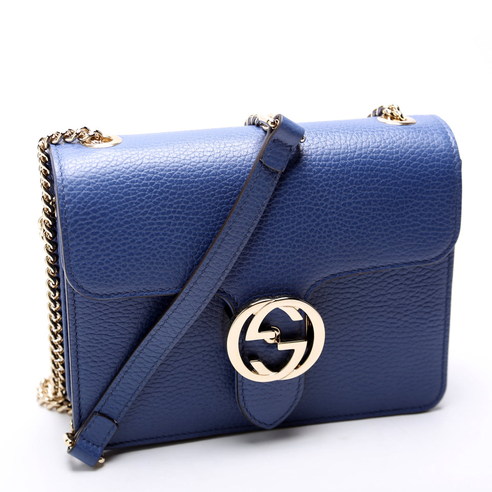 Gucci 510304 Interlocking Small Crossbody Blue Bag