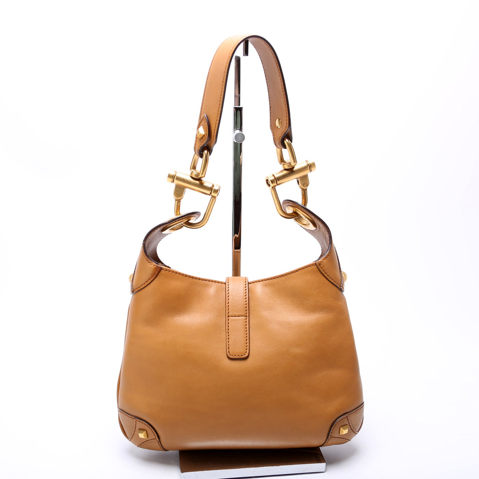Gucci 120885 Leather Jackie O Small Shoulder Vintage Tan Bag