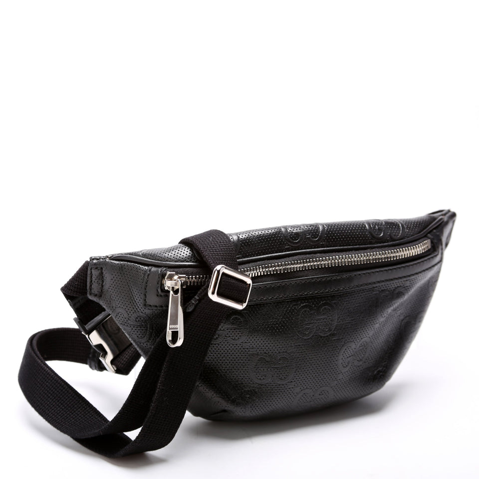 Gucci 658582 GG Embossed Belt Black Bag