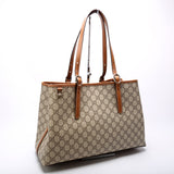 Gucci 815213 GG Supreme Emblem Tote Medium Brown Bag
