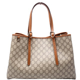 Gucci 815213 GG Supreme Emblem Tote Medium Brown Bag