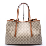 Gucci 815213 GG Supreme Emblem Tote Medium Brown Bag