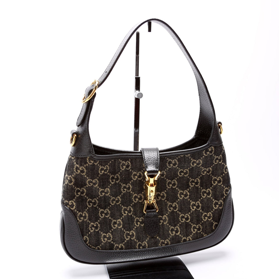 Gucci 678843 GG Canvas 1961 Jackie Hobo Small Black Bag