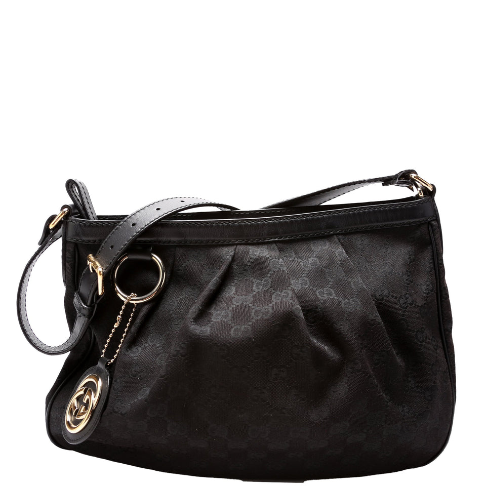 Gucci 296834 GG Canvas Sukey Messenger Black Bag