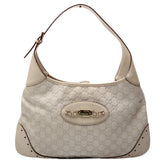 Gucci 145778 Leather Punch Hobo Cream Bag