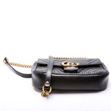 Gucci 446744 Marmont Leather Shoulder Mini Flap Black Bag