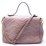 Gucci 498109 Marmont Top Handle Medium Tan Bag