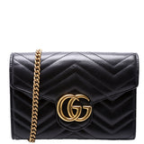 Gucci 474575 Marmont Chain Wallet Black Bag