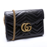 Gucci 474575 Marmont Chain Wallet Black Bag