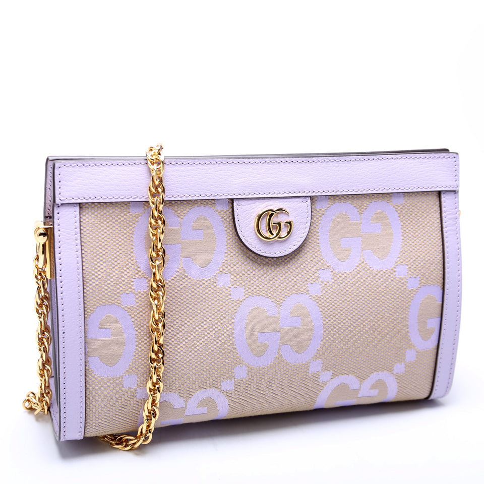 Gucci 503877 Ophidia Jumbo GG Canvas Small Shoulder Purple/Beige Bag