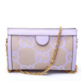 Gucci 503877 Ophidia Jumbo GG Canvas Small Shoulder Purple/Beige Bag