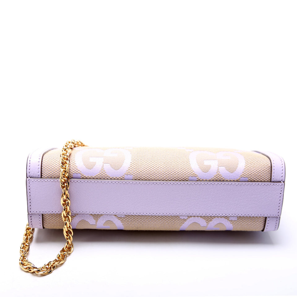 Gucci 503877 Ophidia Jumbo GG Canvas Small Shoulder Purple/Beige Bag
