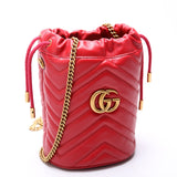 Gucci 575163 Marmont Mini Bucket Red Bag