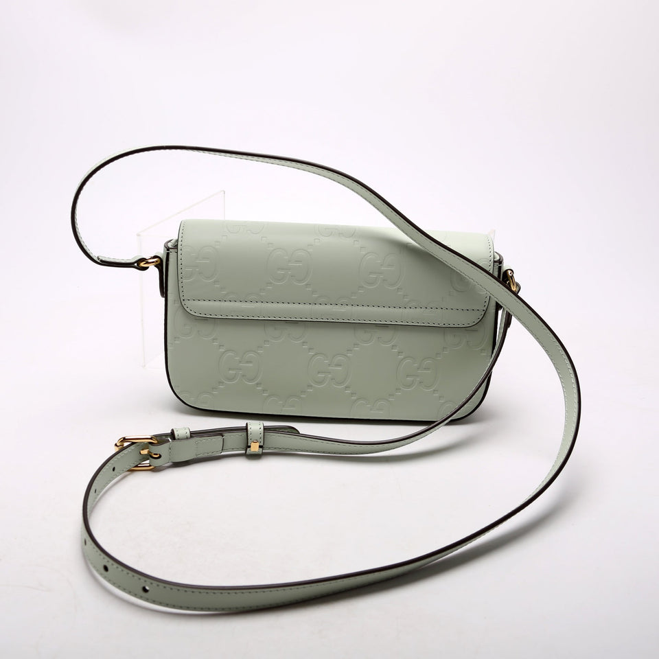 Gucci 772794 GG Leather Super Mini Shoulder Sage Bag