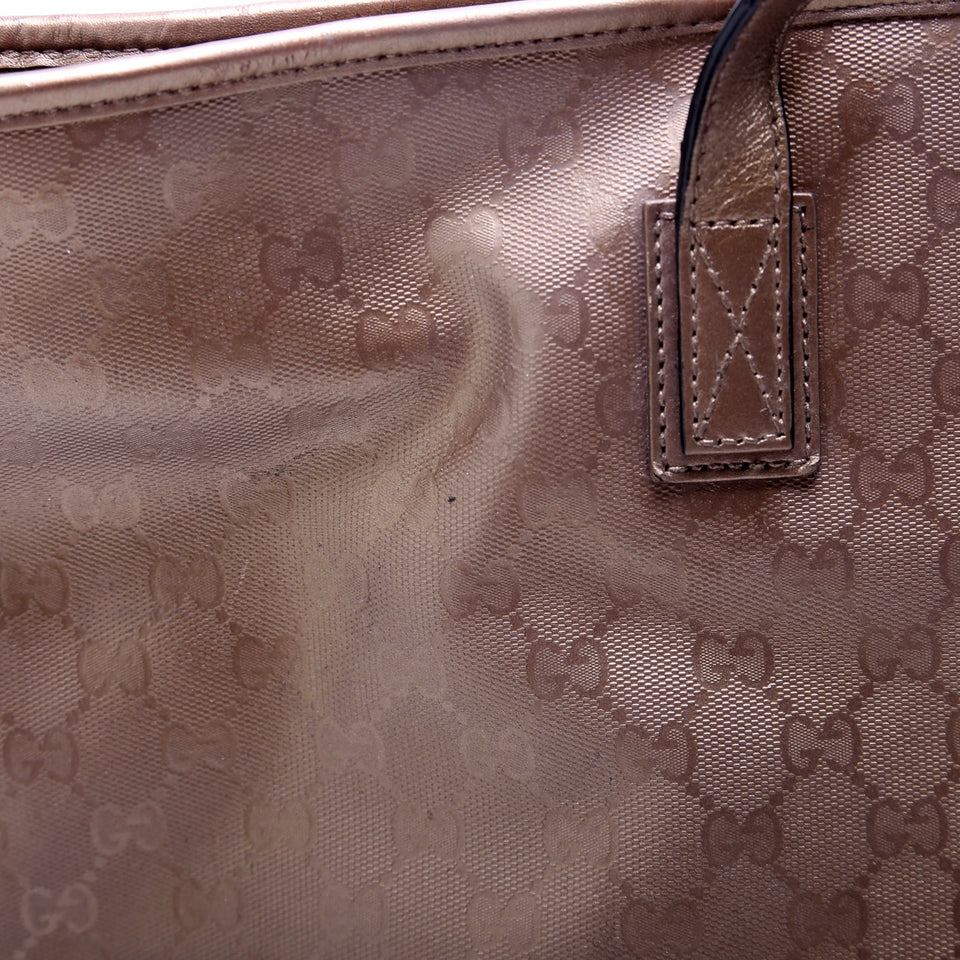 Gucci 211137 GG Imprime Medium Zip Tote Bronze Bag