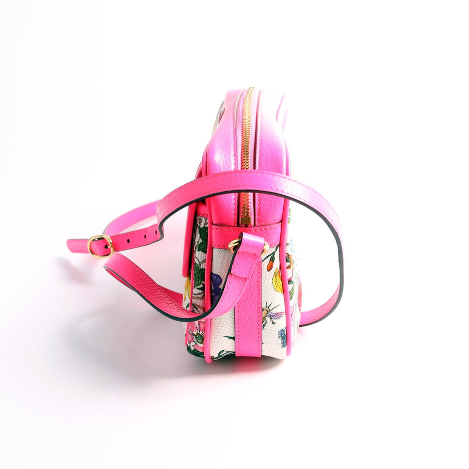 Gucci 550147 Flora Canvas Crossbody Pink Bag