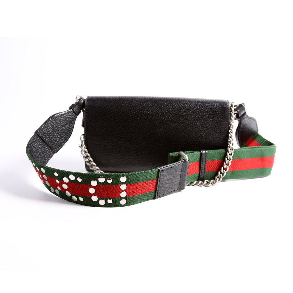 Gucci 731782 Dionysus Leather East-West Small Shoulder Black Bag