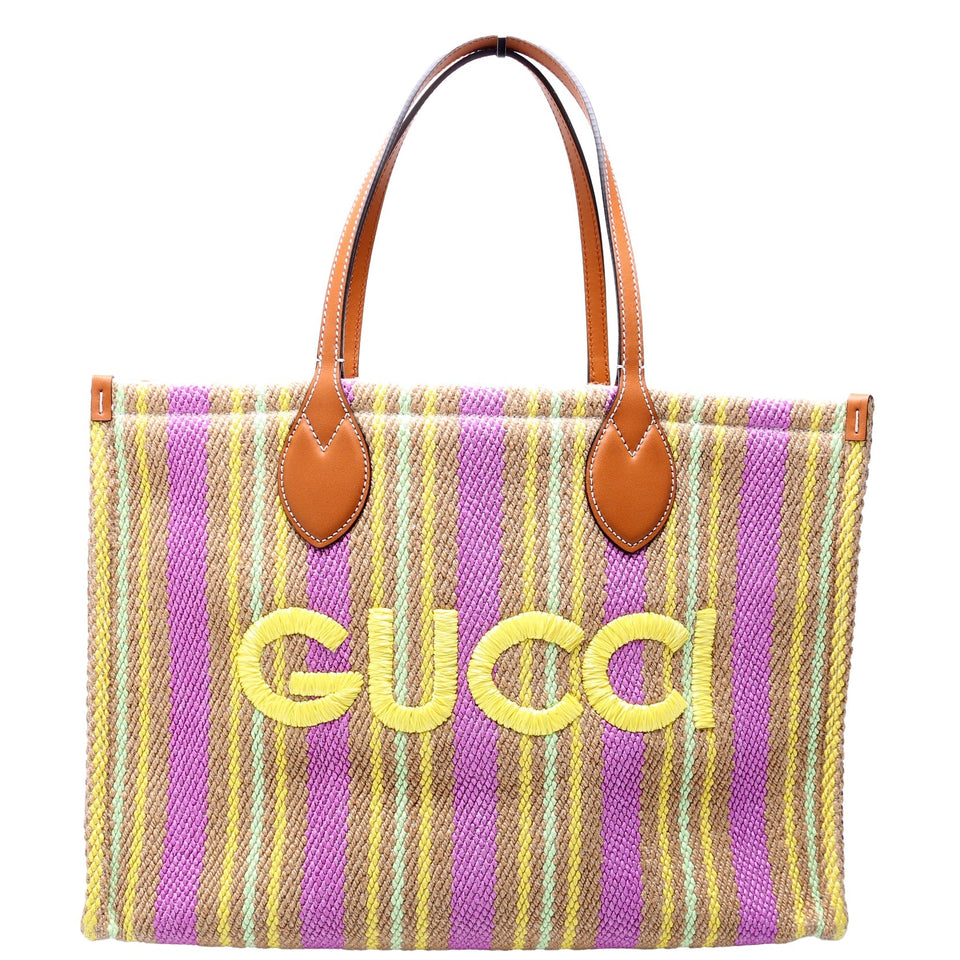 Gucci 779674 Jute Tote Medium Multicolor Bag
