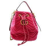 Gucci 525081 GG Marmont Velvet Bucket Pink Bag