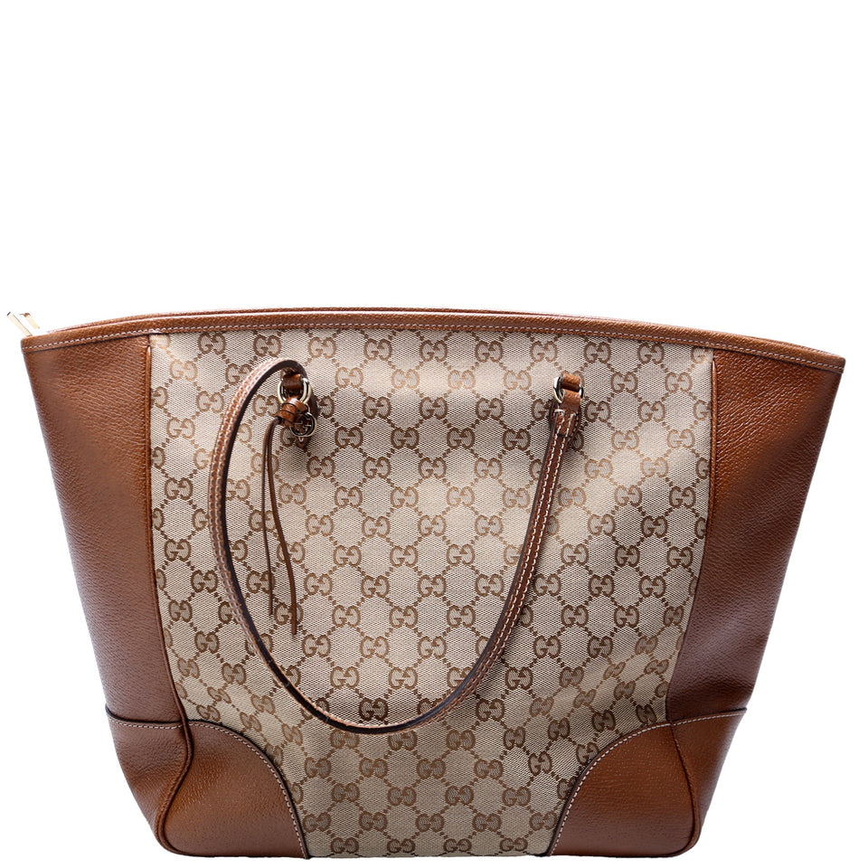 Gucci 323671 GG Canvas Bree Zip Tote Medium Brown Bag