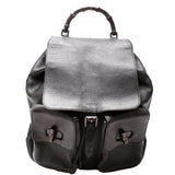 Gucci 387097 Bamboo Backpack Leather Black Bag