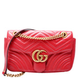 Gucci Marmont Leather Shoulder Small Flap Red Bag