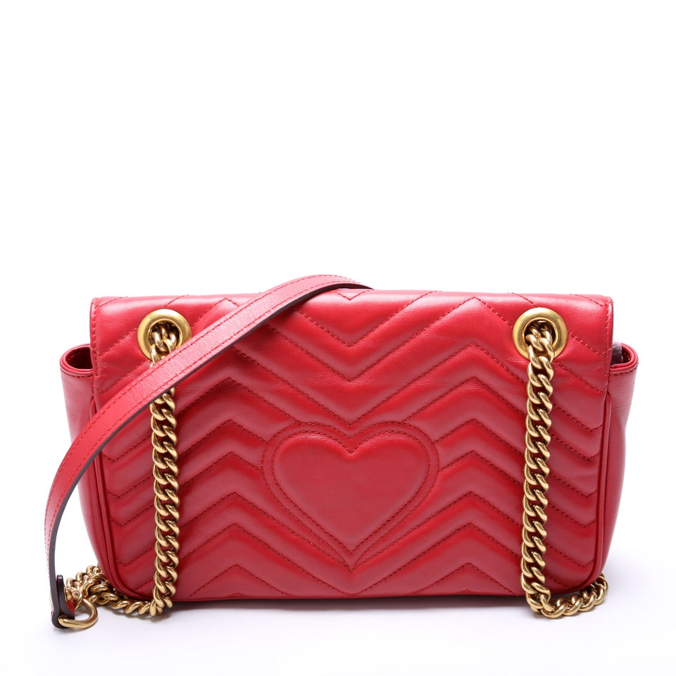 Gucci Marmont Leather Shoulder Small Flap Red Bag