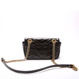 Gucci 446744 Marmont Leather Shoulder Mini Flap Black Bag