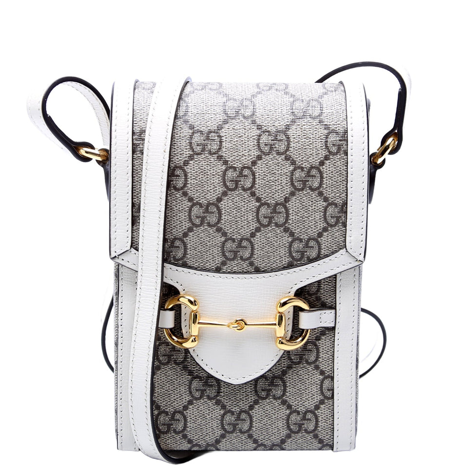 Gucci 625615 Horsebot 1955 GG Supreme Mini White Bag