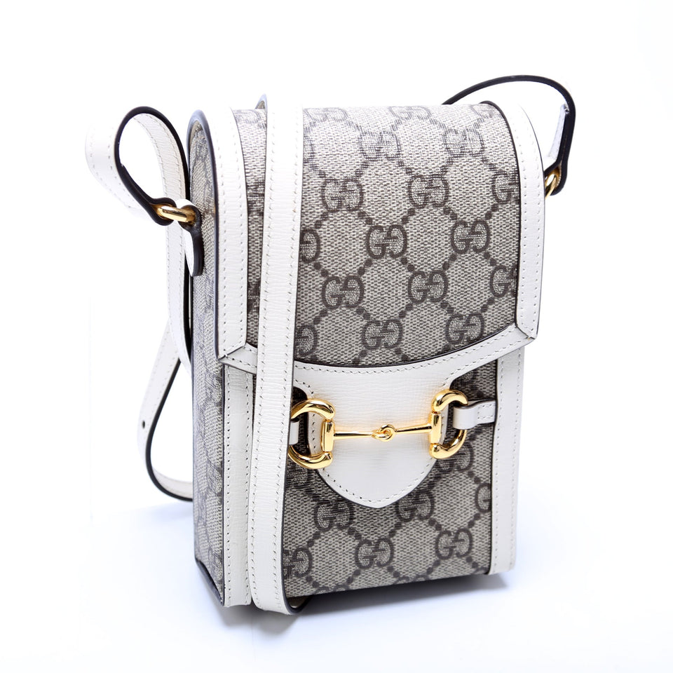 Gucci 625615 Horsebot 1955 GG Supreme Mini White Bag