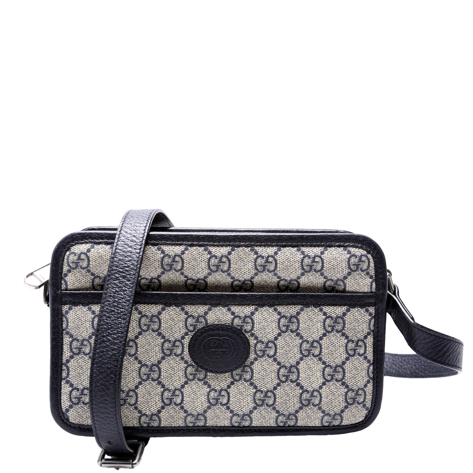 Gucci 658572 GG Supreme Interlocking Mini Blue Bag