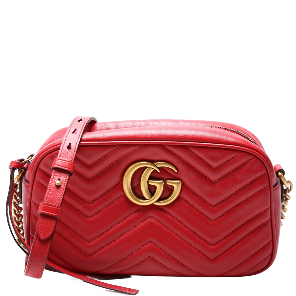 Gucci 447632 Marmont Small Leather Camera Red Bag